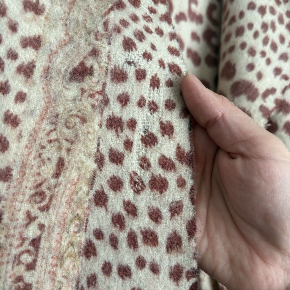 La Fiorentina Womens Fur 100% Wool Scarf Leopard Paisley *READ - Picture 6 of 6